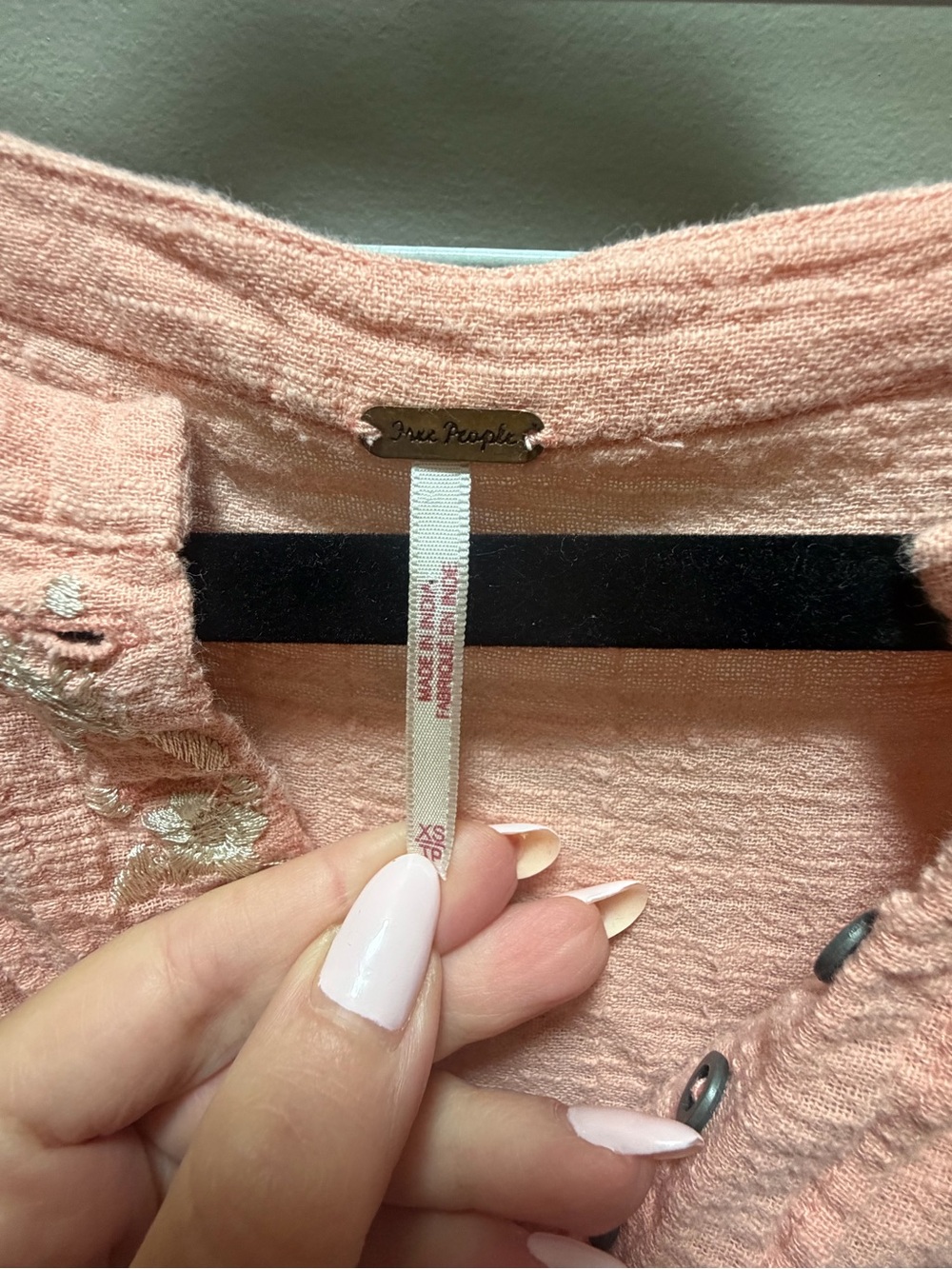 Free People Blush Pink Button-Front Tiered Peasant Tunic - Picture 5 of 6